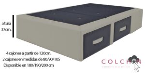 Canapé con Cajones Tapizado en Polipiel medidas