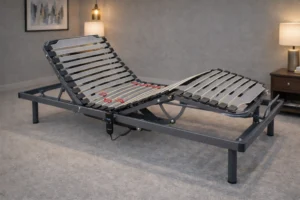 Cama articulada eléctrica con somier de láminas regulable y estructura metálica