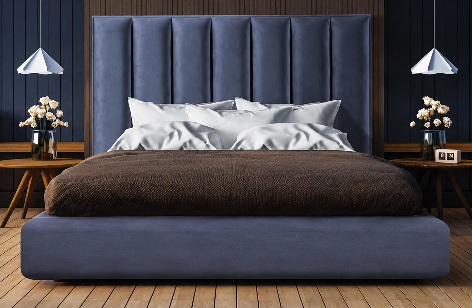 Cabecero MANET de Marpe tapizado en gris con diseño capitoné para dormitorio moderno