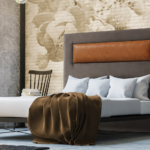 Cabecero MATISSE de Marpe tapizado bicolor con detalle central para dormitorio moderno