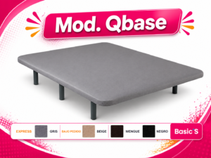 Base tapizada barata Qbase de Basic’s en color gris con patas