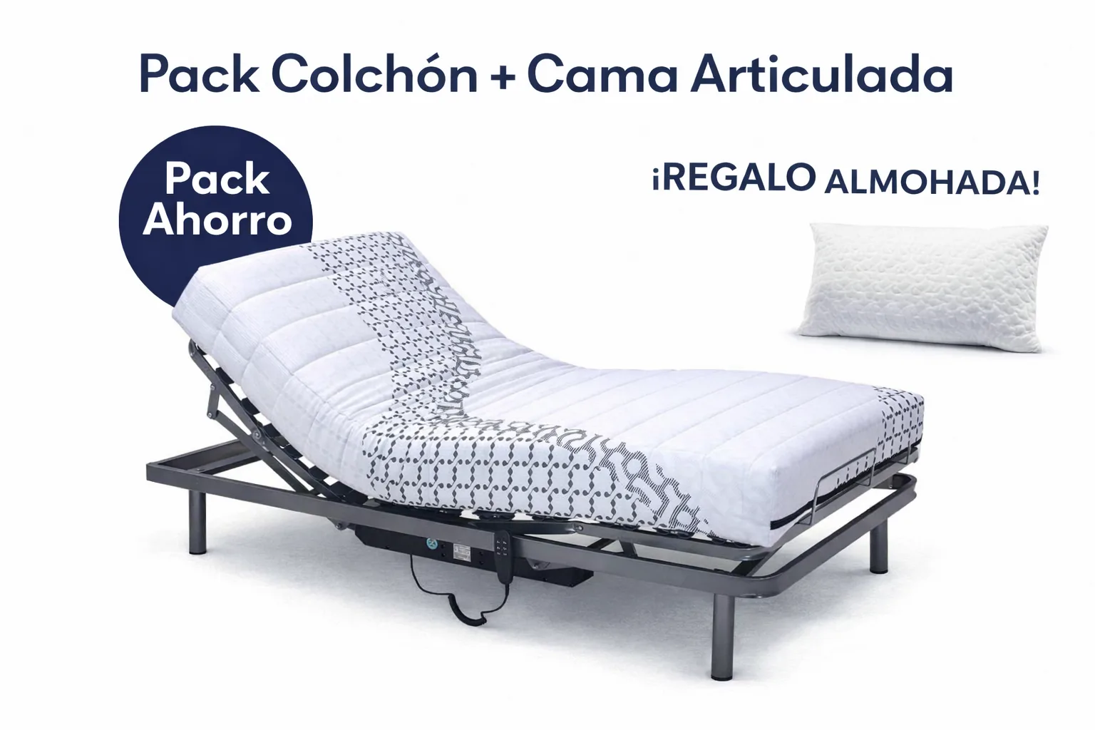 Pack colchón y cama articulada eléctrica con colchón perfilado y somier de 5 planos
