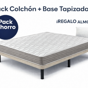 Pack colchón y base tapizada con almohada de regalo en Madrid y Fuenlabrada