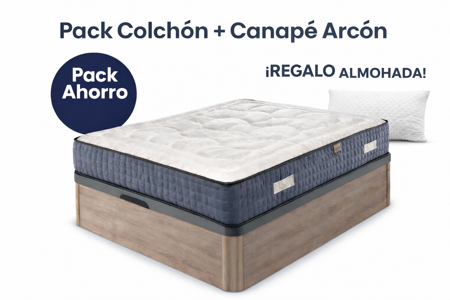 Pack colchón y canapé arcón con almohada de regalo en Madrid y Fuenlabrada