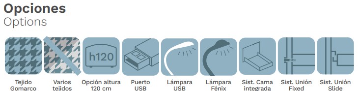 Opciones Cabecero SOHO de Gomarco