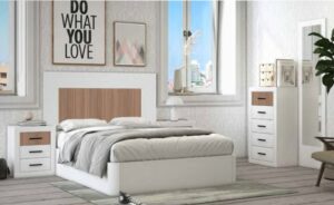 Cabecero Berlín Blanco/Rayado tostado