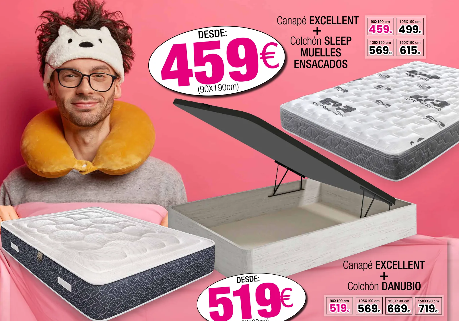 Ofertas de febrero: packs canapé Excellent con colchón, precio desde y opciones por medida