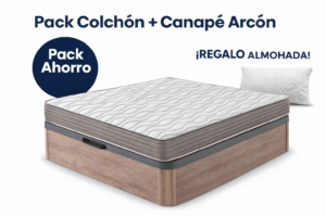 Pack colchón barato con canapé arcón y almohada de regalo en Madrid y Fuenlabrada