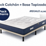 Pack colchón de muelles ensacados con base tapizada y almohada de regalo en Madrid y Fuenlabrada