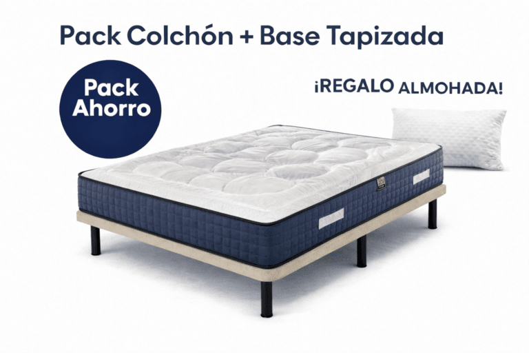 Pack Colchón Muelles Ensacados y Base Tapizada