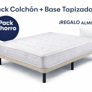 Pack colchón barato con base tapizada y almohada de regalo en Madrid y Fuenlabrada