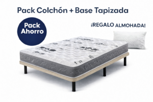 Pack colchón viscoelástico con base tapizada y almohada de regalo en Madrid y Fuenlabrada