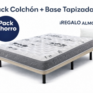 Pack colchón viscoelástico con base tapizada y almohada de regalo en Madrid y Fuenlabrada