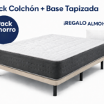 Pack Colchón y Base Tapizada económica con almohada de regalo