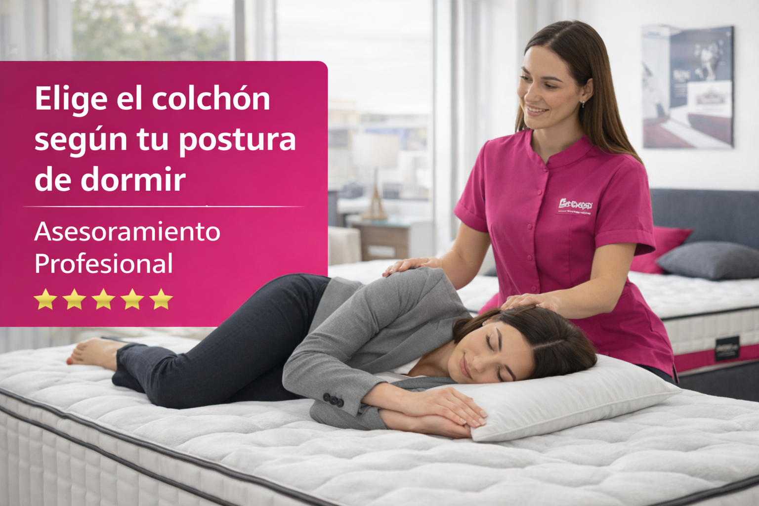 Asesoramiento profesional para elegir colchón según postura al dormir en tienda especializada