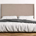 Cabecero MORANDI de Marpe tapizado en beige con diseño liso y marco decorativo para dormitorio moderno
