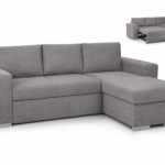 Sofá chaiselonge cama gris con sistema de apertura extensible
