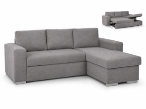 Sofá chaiselonge cama gris con sistema de apertura extensible