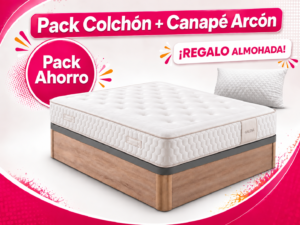 Pack colchón Galena BASIC'S con canapé arcón de madera y almohada de regalo