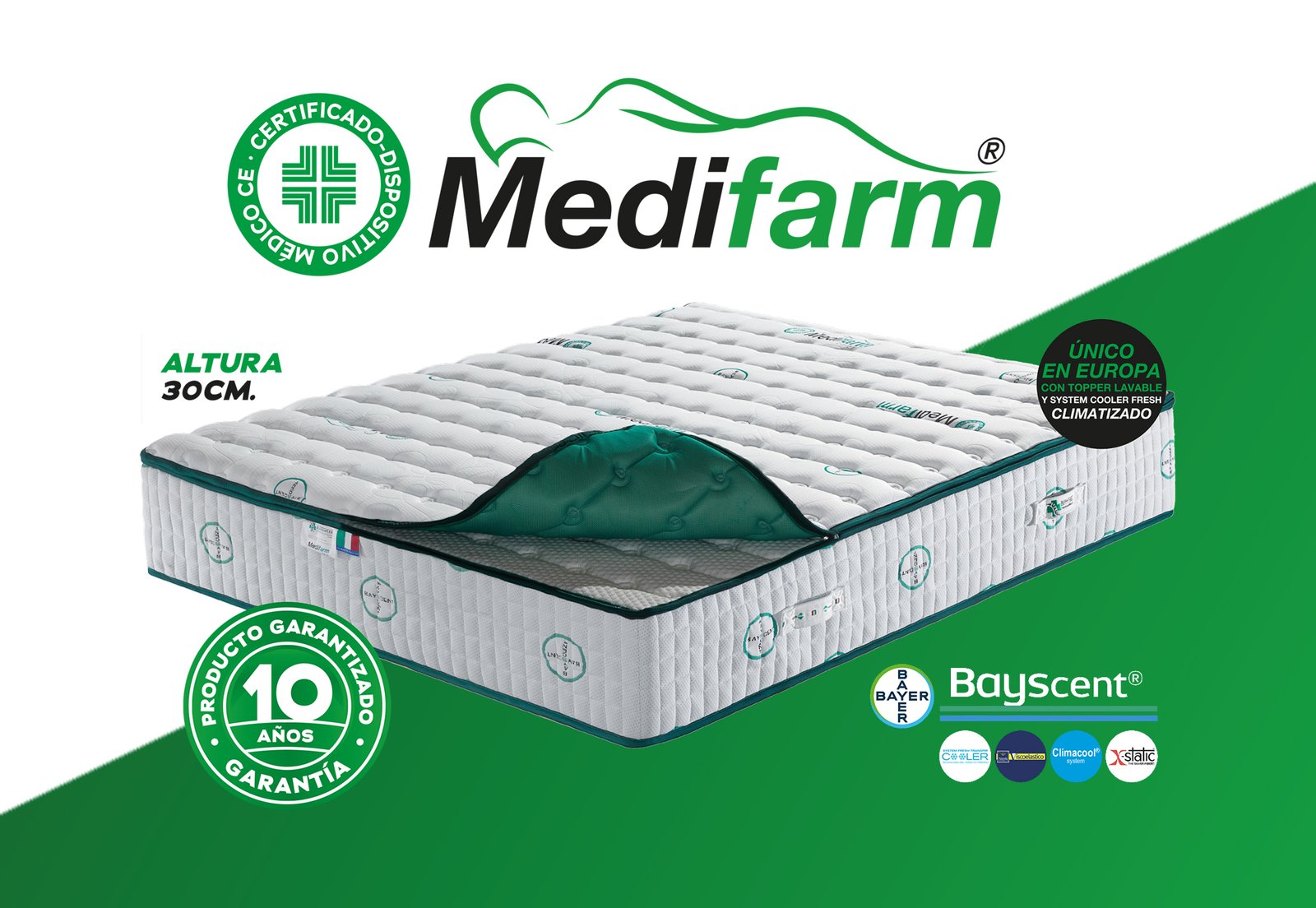 Colchón Medifarm Aquacell de FarmaFlex con topper extraíble